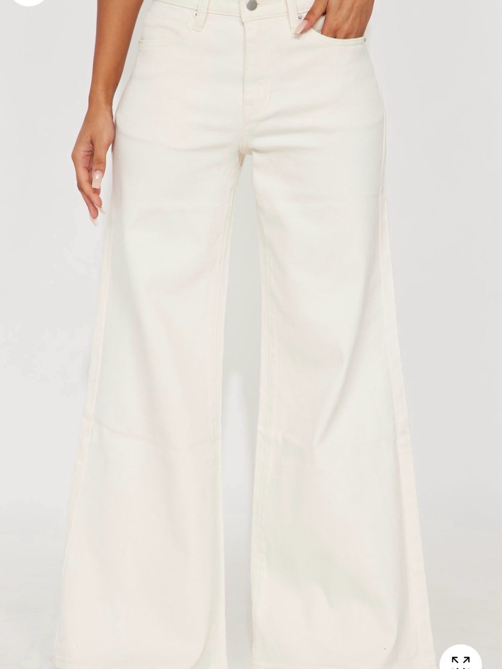Fashion Nova Cream Wide-Leg Jeans